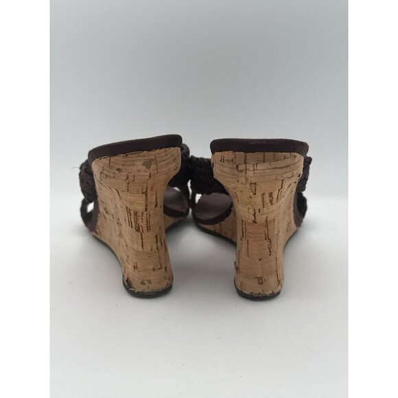 Nine West Womens Brown Woven Cork Wedge Sandals Size 7.5 - Picture 3 of 8